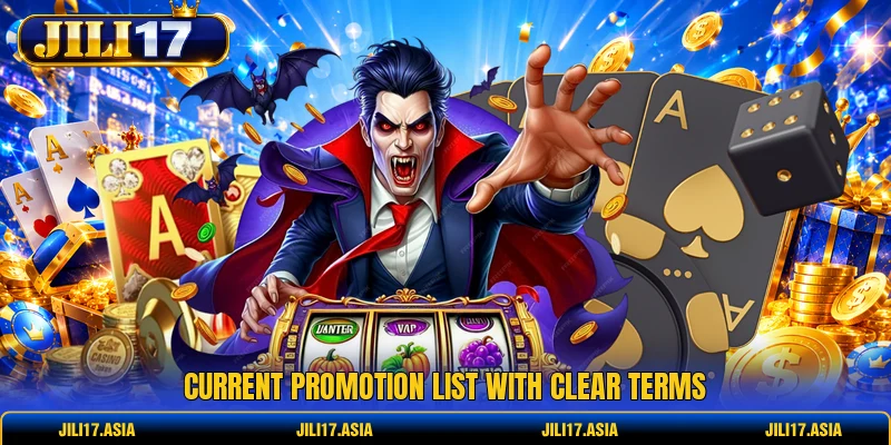 Current promotion list with clear terms