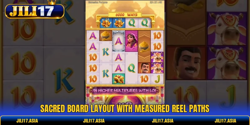 Sacred board layout with measured reel paths