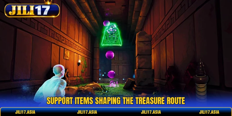 Support items shaping the treasure route